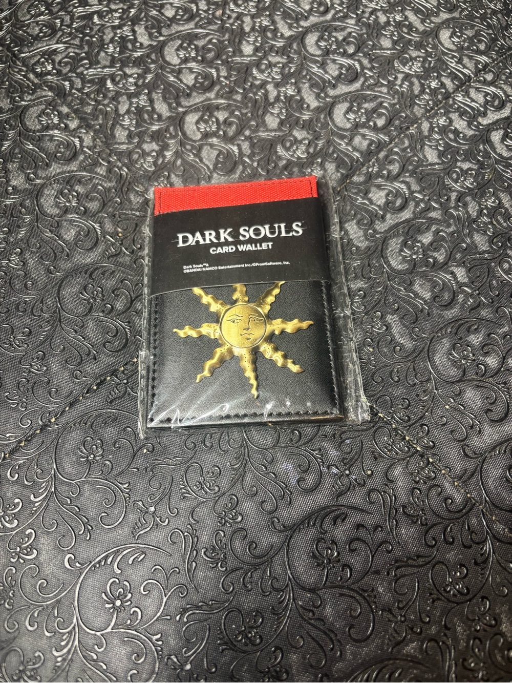 New Black & Red Card Wallet with Gold Sun Emblem